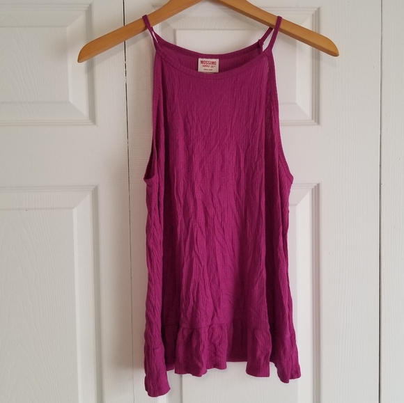 Pink ribbed tank top with flutter bottom - Picture 3 of 4